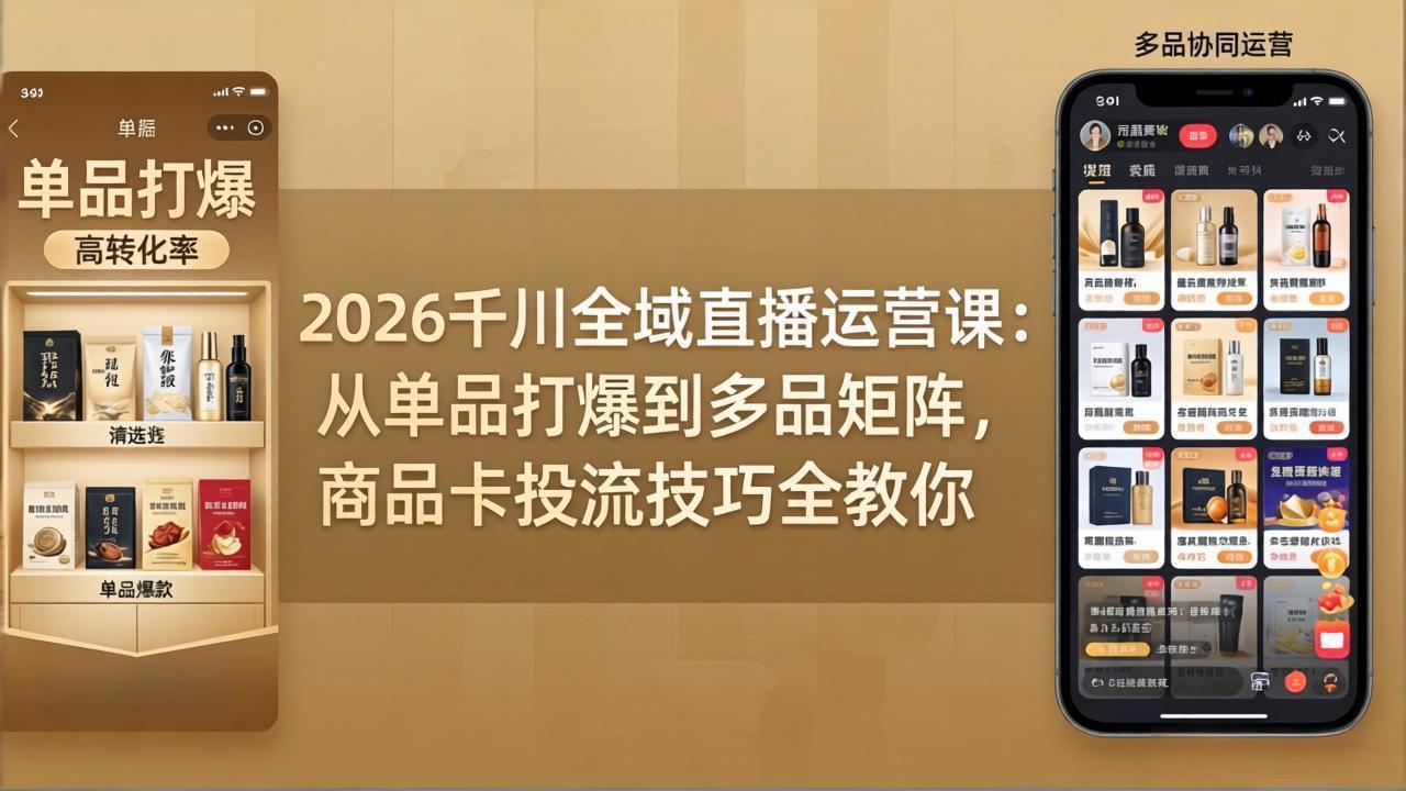 2026千川全域直播运营课：从单品打爆到多品矩阵，商品卡投流技巧全教你-智点网