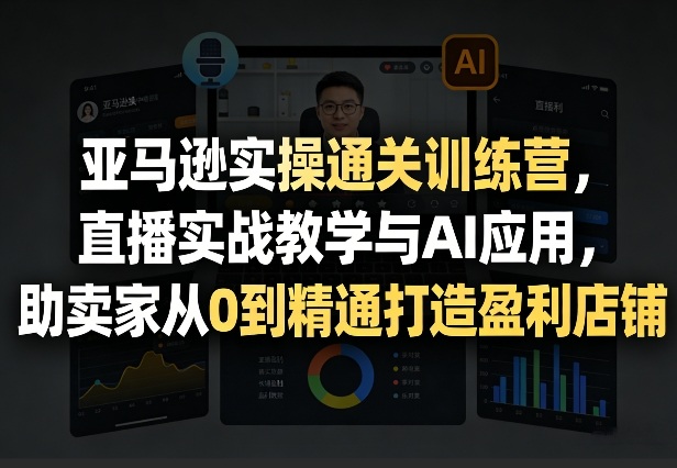 亚马逊实操通关训练营，直播实战教学与AI应用，助卖家从0到精通打造盈利店铺(更新4月17日)-智点网