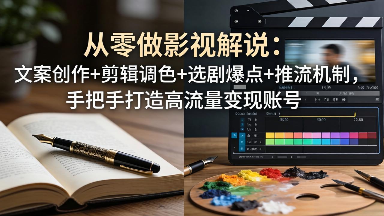 从零做影视解说：文案创作+剪辑调色+选剧爆点+推流机制，手把手打造高流量变现账号-智点网