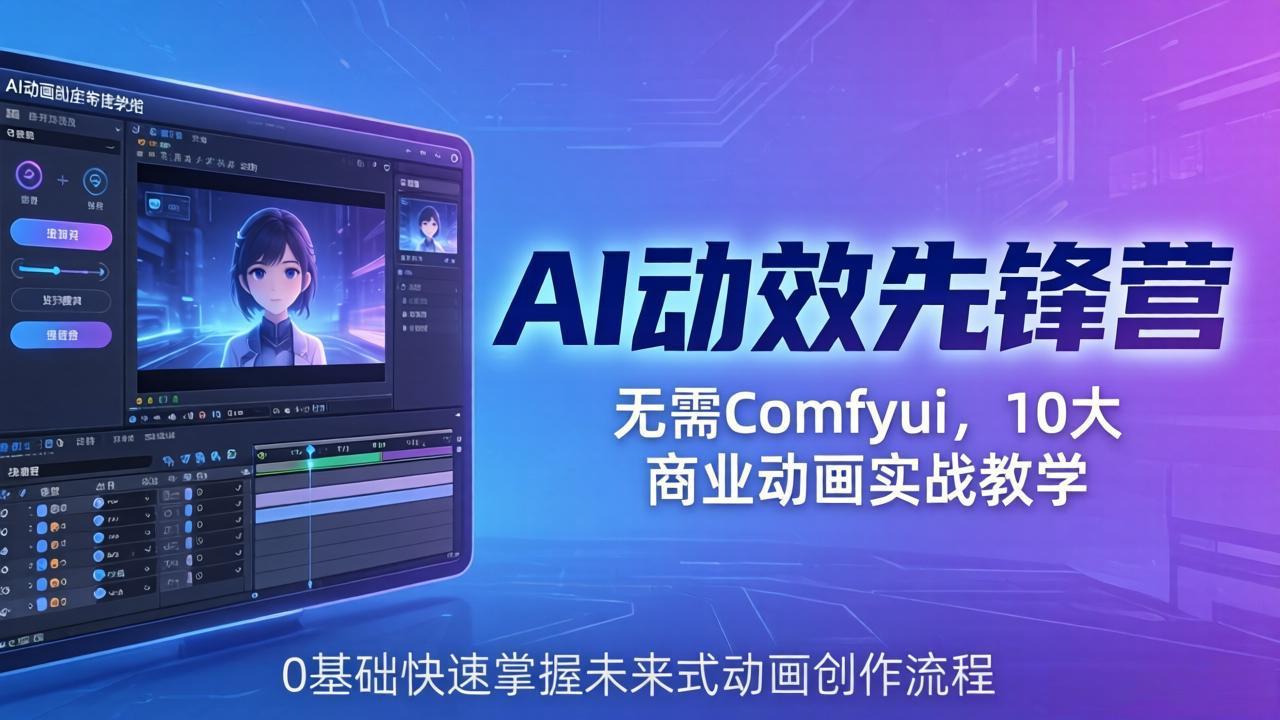 AI 动效先锋营：无需Comfyui，10大商业动画实战教学，0基础快速掌握未来式动画创作流程-智点网
