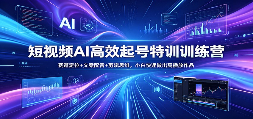 短视频AI高效起号特训训练营：赛道定位+文案配音+剪辑思维，小白快速做出高播放作品-智点网