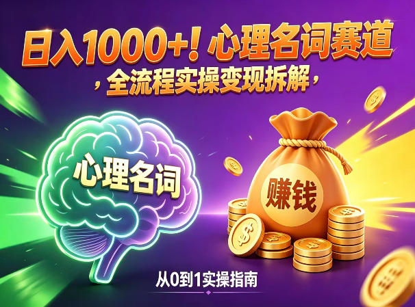 心理名词赛道，新手小白也能做，全流程项目拆解，单日变现1k+-智点网