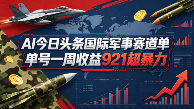 AI今日头条国际军事赛道，单号一周收益921，超暴力-智点网