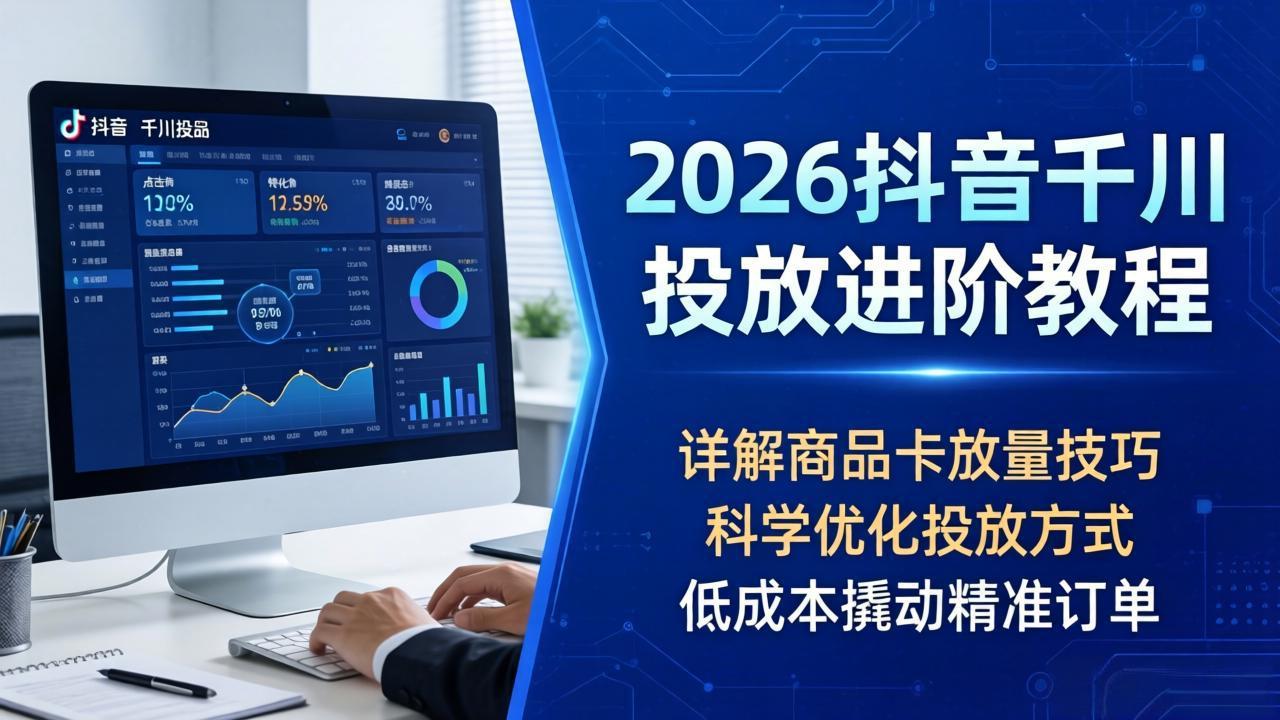 2026抖音千川投放进阶教程，详解商品卡放量技巧，科学优化投放方式，低成本撬动精准订单-智点网