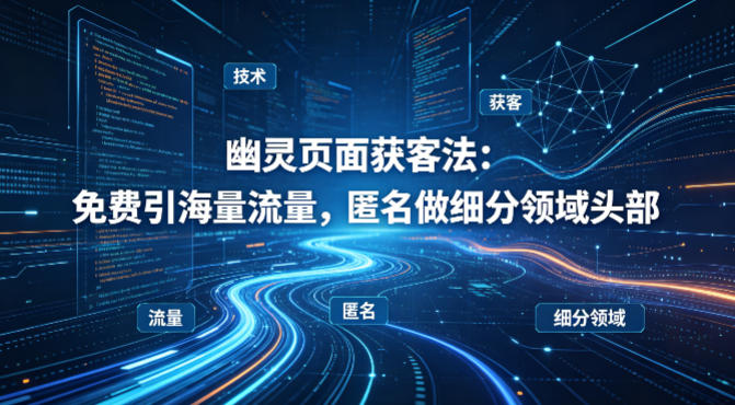 用懂技术！幽灵页面获客法：免费引海量流量，匿名做细分领域头部-智点网