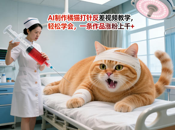 AI制作橘猫打针反差视频教学，轻松学会，一条作品涨粉上千+-智点网