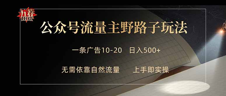 公众号流量主野路子玩法 单条广告10-20元 日入500+-智点网