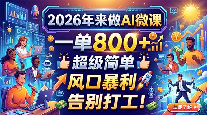 2026年来做AI微课，一单800+，超级简单，风口暴利，告别打工！-智点网