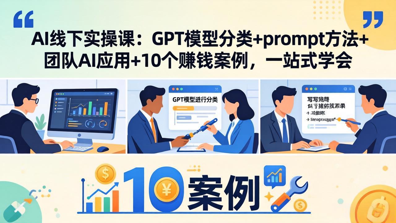 AI线下实操课：GPT模型分类+prompt方法+团队AI应用+10个赚钱案例，一站式学会-智点网