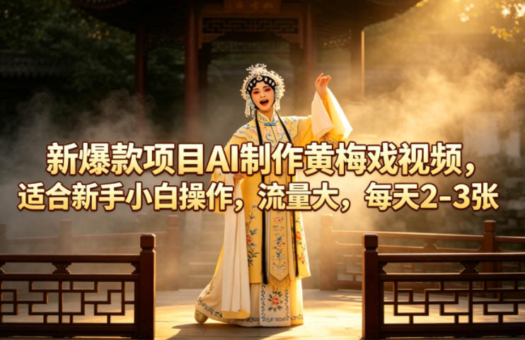 新爆款项目AI制作黄梅戏视频，适合新手小白操作，流量大，每天2-3张-智点网