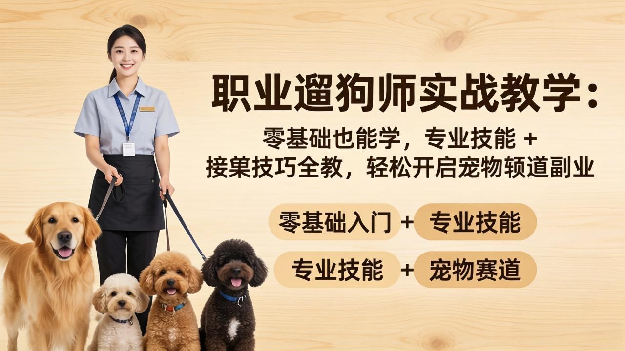职业遛狗师实战教学：零基础也能学，专业技能 + 接单技巧全教，轻松开启宠物赛道副业-智点网