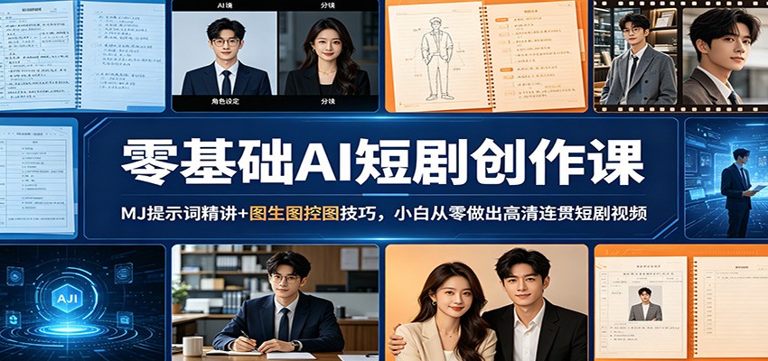 零基础AI短剧创作课：MJ提示词精讲+图生图控图技巧，小白从零做出高清连贯短剧视频-智点网