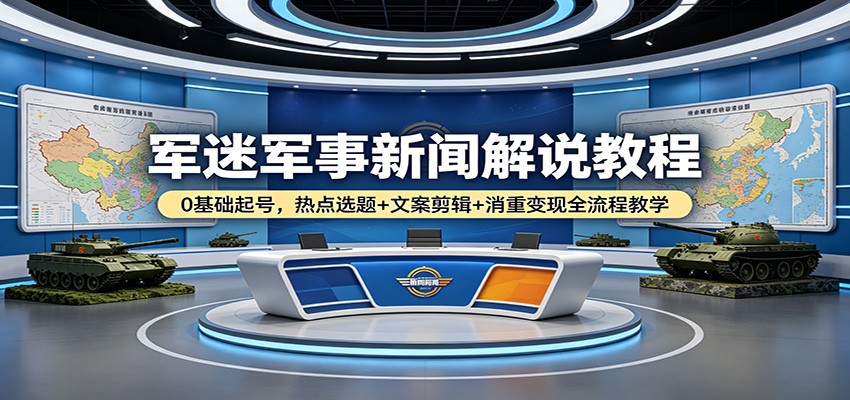 军迷军事新闻解说教程：0基础起号，热点选题+文案剪辑+消重变现全流程教学-智点网