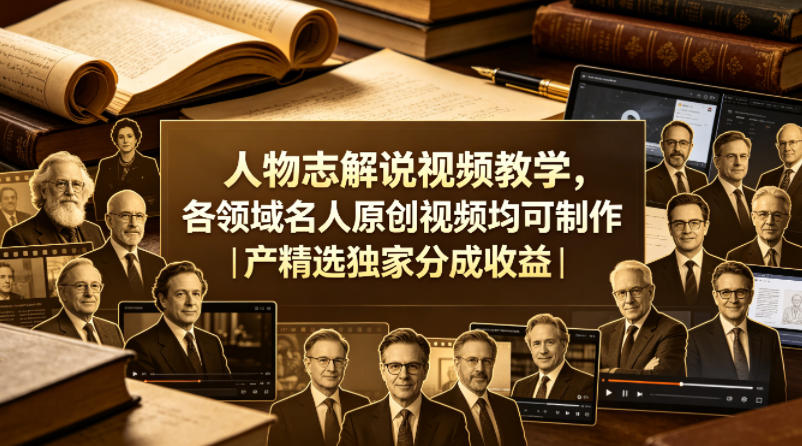 人物志解说视频教学，各领域名人原创视频均可制作丨精选独家分成收益(更新0430)-智点网