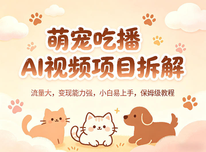 萌宠吃播AI视频项目拆解，流量大，变现能力强，小白易上手，保姆级教程-智点网