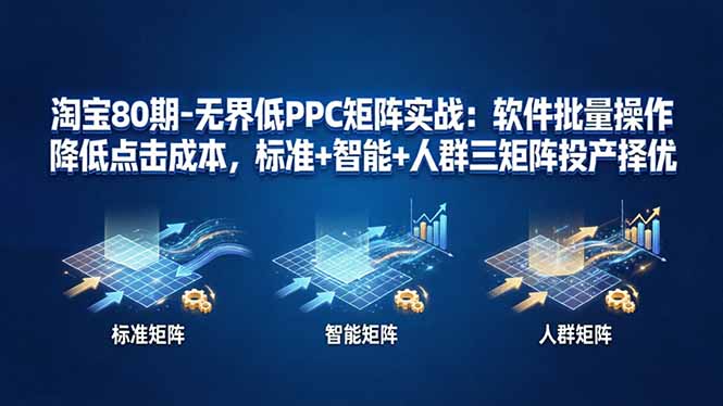 淘宝80期-无界低PPC矩阵实战：软件批量操作降低点击成本，标准+智能+人群三矩阵投产择优-智点网