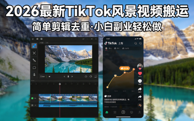 2026最新TikTok风景视频搬运简单剪辑去重小白副业月入 8000-智点网