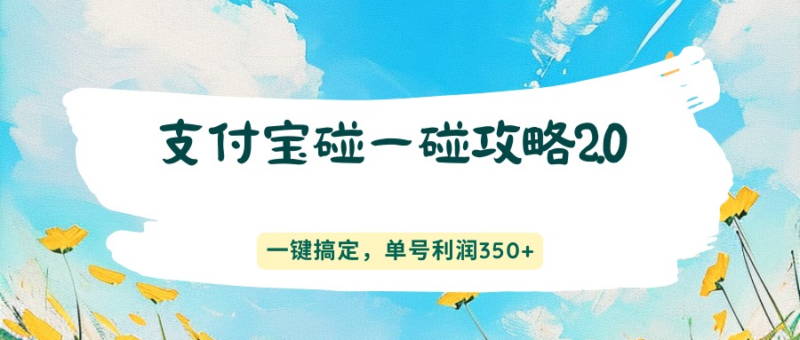 支付宝碰一碰攻略2.0，一键搞定，单号利润350+-智点网