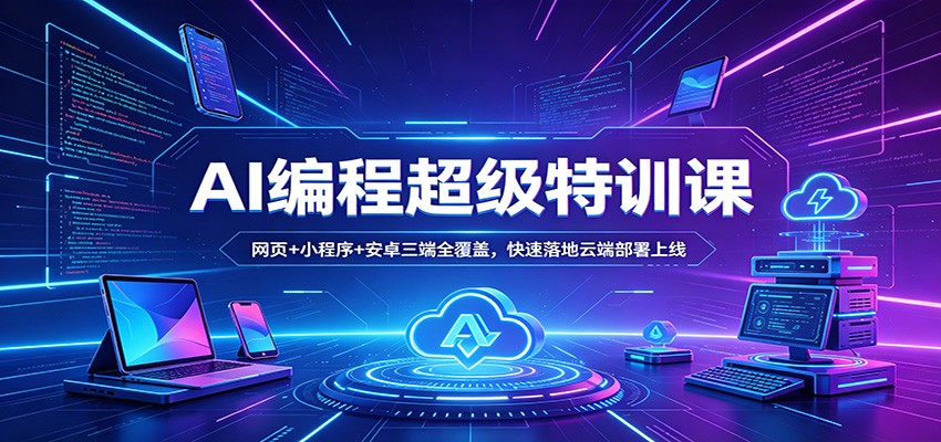 AI编程超级特训课：网页+小程序+安卓三端全覆盖，快速落地云端部署上线-智点网