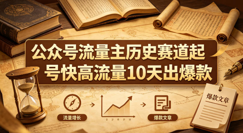 公众号流量主之历史赛道，起号快+高流量，10天就能出爆款！-智点网