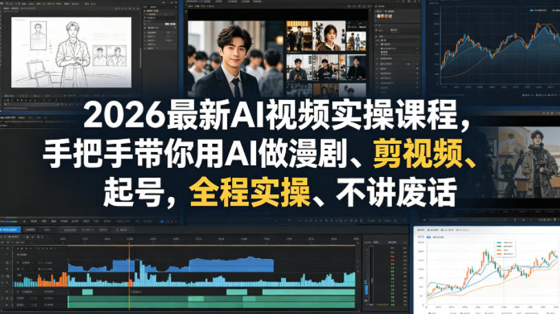 2026最新AI视频实操课程，手把手带你用AI做漫剧、剪视频、起号，全程实操、不讲废话-智点网