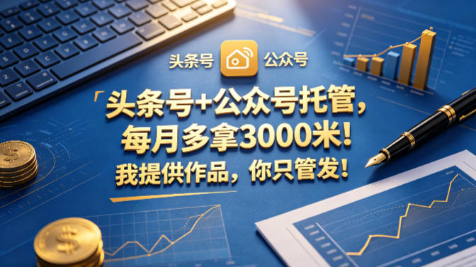 头条号+公众号托管，每月多拿3000米！我提供作品，你只管发！【揭秘】-智点网
