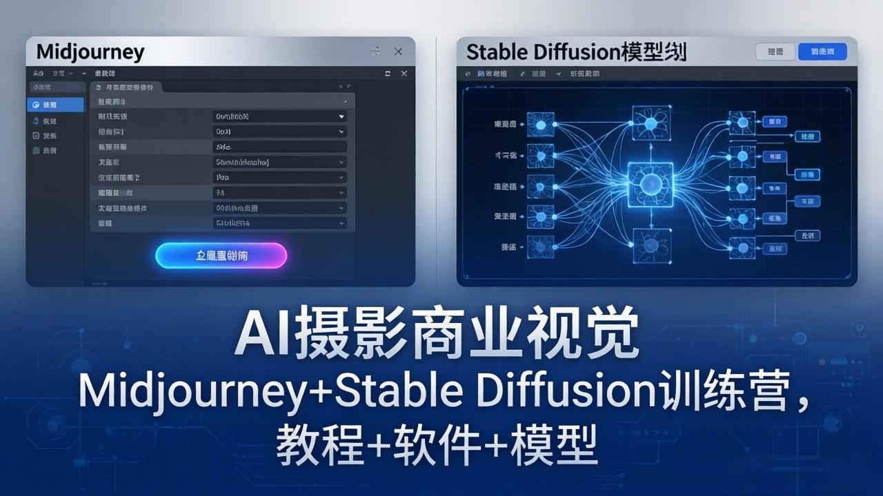 AI摄影商业视觉Midjourney+Stable Diffusion训练营，教程+软件+模型-智点网