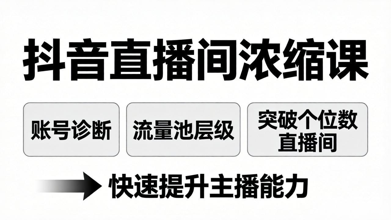 抖音直播间浓缩课：账号诊断+流量池层级，突破个位数直播间，快速提升主播能力-智点网