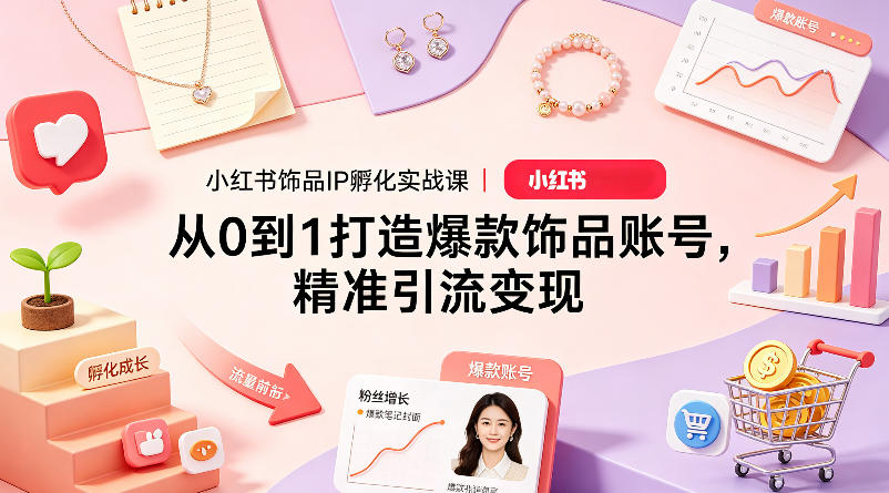 小红书饰品IP孵化实战课｜从0到1打造爆款饰品账号，精准引流变现-智点网