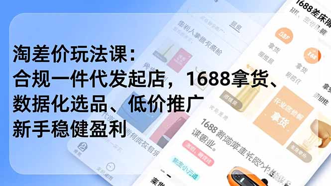 淘差价玩法课：合规一件代发起店，1688拿货、数据化选品、低价推广，新手稳健盈利(更新4月-智点网