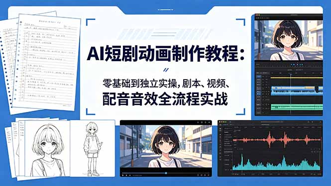 AI短剧动画制作教程：零基础到独立实操，剧本、视频、配音音效全流程实战-智点网