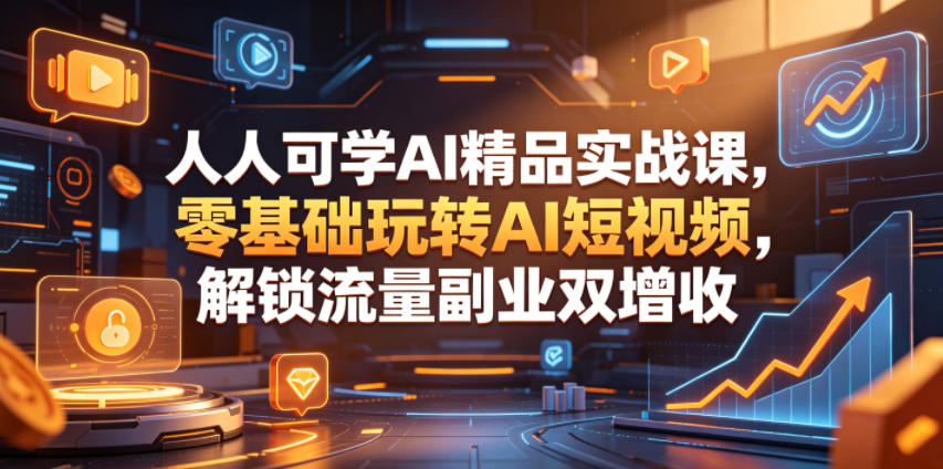 人人可学AI精品实战课，零基础玩转AI短视频，解锁流量副业双增收-智点网