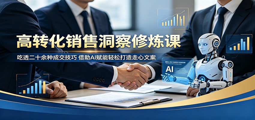 高转化销售洞察修炼课：吃透二十余种成交技巧，借助AI赋能轻松打造走心文案-智点网