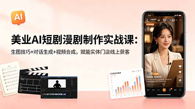 美业AI短剧漫剧制作实战课：生图技巧+对话生成+视频合成，赋能实体门店线上获客-智点网