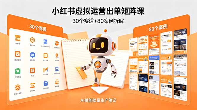 小红书虚拟运营出单矩阵课：30个赛道+80案例拆解，AI赋能批量生产笔记-智点网