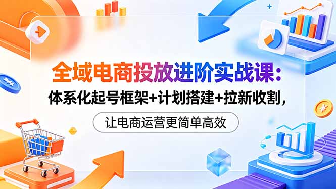 全域电商投放进阶实战课：体系化起号框架+计划搭建+拉新收割，让电商运营更简单高效-智点网