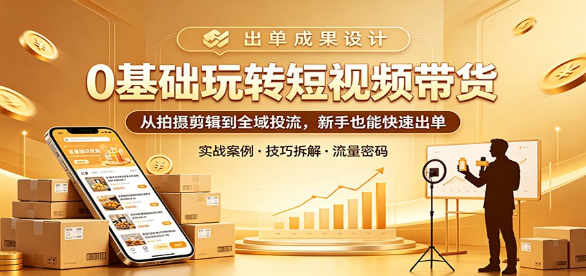 0基础玩转短视频带货：从拍摄剪辑到全域投流，新手也能快速出单-智点网