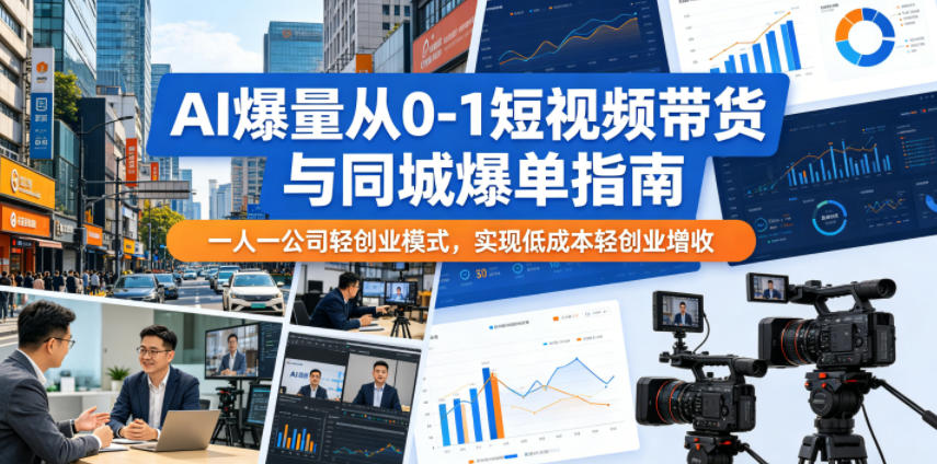 AI爆量从0-1短视频带货与同城爆单指南，一人一公司轻创业模式，实现低成本轻创业增收-智点网