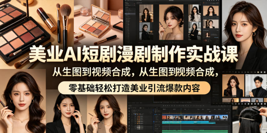 美业AI短剧漫剧制作实战课，从生图到视频合成，零基础轻松打造美业引流爆款内容-智点网