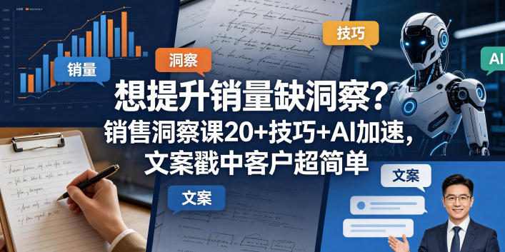 想提升销量缺洞察？销售洞察课20+技巧+AI加速，文案戳中客户超简单【原创双语字幕】-智点网
