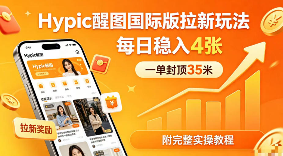 一单封顶35米，实测Hypic醒图国际版拉新玩法，每日稳入4张(附完整实操教程)-智点网