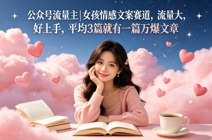 公众号流量主女孩情感文案赛道，流量大，好上手，平均3篇就有一篇万爆文章-智点网