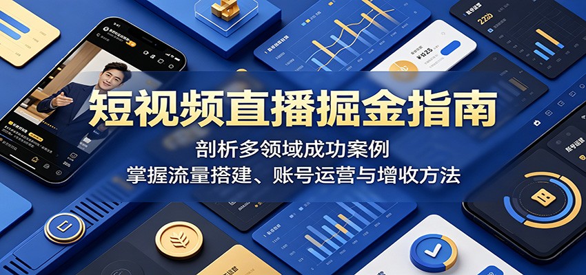 短视频直播掘金指南：剖析多领域成功案例，掌握流量搭建、账号运营与增收方法-智点网