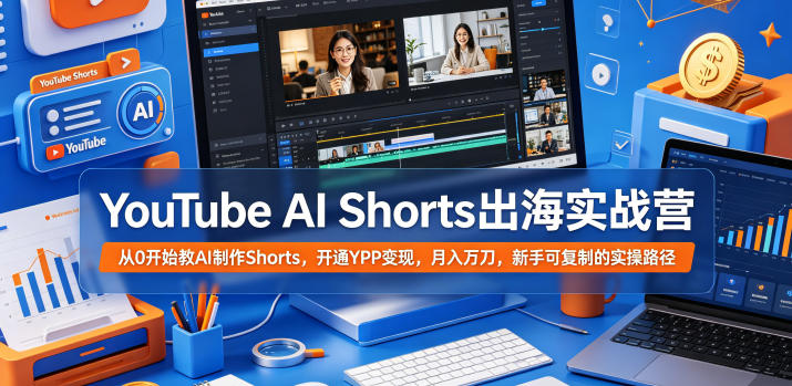 YouTube AI Shorts出海实战营，从0开始教AI制作Shorts，开通YPP变现，月入万刀，新手可复制的实操路径-智点网
