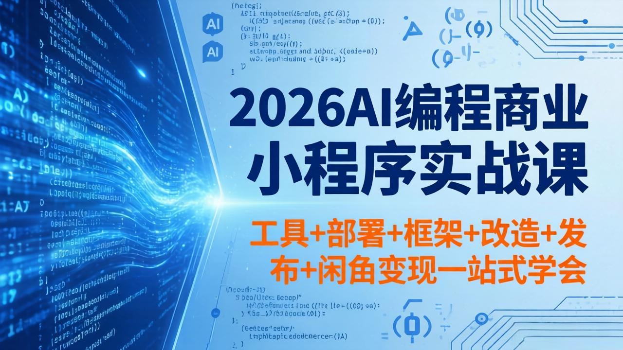 2026AI编程商业小程序实战课，工具+部署+框架+改造+发布+闲鱼变现一站式学会-智点网