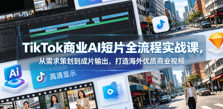 TikTok商业AI短片全流程实战课，从需求策划到成片输出，打造海外优质商业视频-智点网