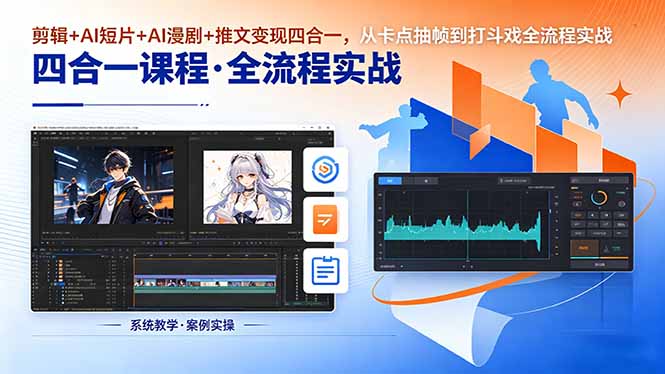 剪辑+AI短片+AI漫剧+推文变现四合一，从卡点抽帧到打斗戏全流程实战-智点网