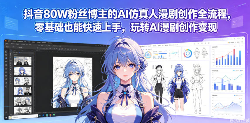 抖音80W粉丝博主的AI仿真人漫剧创作全流程，零基础也能快速上手，玩转AI漫剧创作变现-智点网