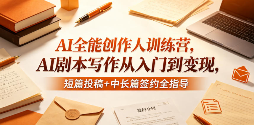 AI全能创作人训练营，AI剧本写作从入门到变现，短篇投稿+中长篇签约全指导-智点网