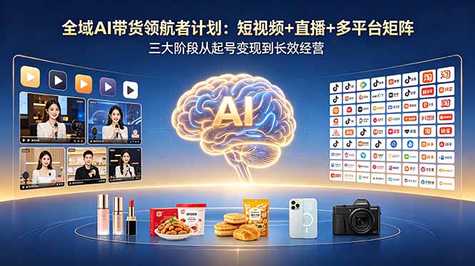 全域AI带货领航者计划：短视频+直播+多平台矩阵，三大阶段从起号变现到长效经营-智点网